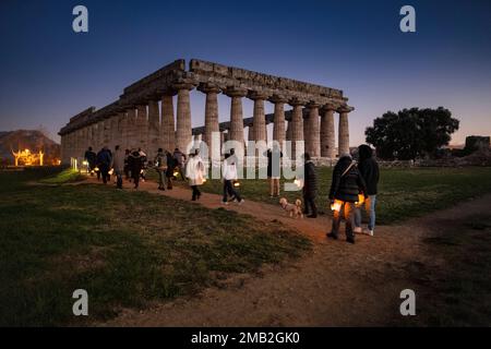 Italien, Kampanien, Salerno, Paestum in der Region Cilento - die Tempel Stockfoto