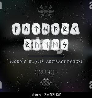 Wikingerrunen weiße Grunge Steine Tapete Stock Vektor