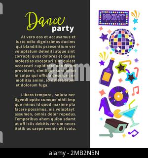 Tanzparty, Nachtklub, Discoball und Champagner Stock Vektor