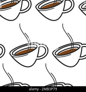 Singapur Kaffee Heißgetränk oder Tee in Tasse nahtloses Muster Stock Vektor