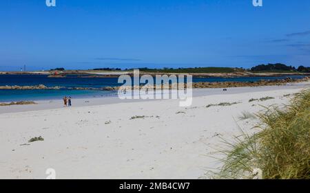 Sandstrand Plage d'Erleach, Saint-Pabu, Communaute de communes du Pays des Abers, Departement Finistere Penn-ar-Bed, Region Bretagne Breizh Stockfoto