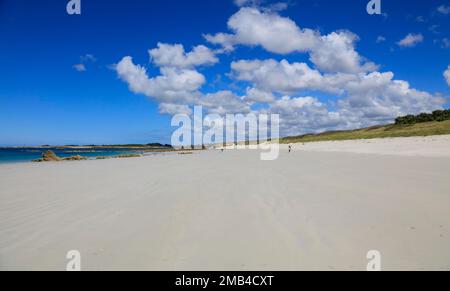 Sandstrand Plage d'Erleach, Saint-Pabu, Communaute de communes du Pays des Abers, Departement Finistere Penn-ar-Bed, Region Bretagne Breizh Stockfoto