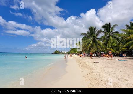 Playa Puplica Bayahibe öffentlicher Strand, Bayahibe, Dominikanische Republik, Karibik, Mittelamerika Stockfoto