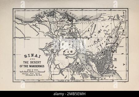 The Desert of the Wandering Map of Egypt and the Sinaitic Peninsula graving from the book " through Bible lands : Notes of Travel in Egypt, the Desert and Palestine " von Philip Schaff, 1819-1893 Publisher New York : American Trakt Society 1878 Stockfoto