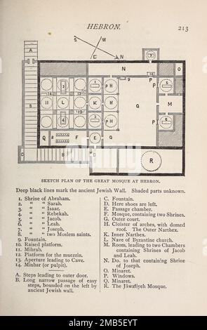 Skizzenplan der großen Moschee in Hebron, graviert aus dem Buch " Through Bible Lands : Notes of Travel in Egypt, the Desert, and Palestine " von Philip Schaff, 1819-1893 Herausgeber New York : American Trakt Society 1878 Stockfoto