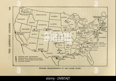 Militärische Einrichtungen in den Vereinigten Staaten aus dem Buch The Story of the Great war; die vollständigen historischen Aufzeichnungen der Ereignisse bis dato DIPLOMATISCHE UND STAATLICHE PAPIERE von Reynolds, Francis Joseph, 1867-1937; Churchill, Allen Leon; Miller, Francis Trevelyan, 1877-1959; Wood, Leonard, 1860-1927; Knight, Austin Melvin, 1854-1927; Palmer, Frederick, 1873-1958; Simonds, Frank Herbert, 1878-; Ruhl, Arthur Brown, 1876. Band VII Veröffentlicht 1920 Stockfoto