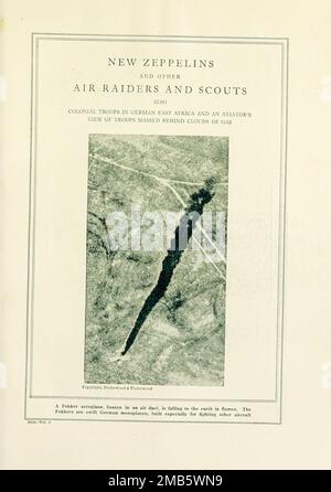 Fokker Aeroplane Falling in Flames aus dem Buch The Story of the Great war; die vollständigen historischen Aufzeichnungen der Ereignisse bis dato VON REYNOLDS, Francis Joseph, 1867-1937; Churchill, Allen Leon; Miller, Francis Trevelyan, 1877-1959; Wood, Leonard, 1860-1927; Knight, Austin Melvin, 1854-1927; Palmer, Frederick, 1873-1958; Simonds, Frank Herbert, 1878-; Ruhl, Arthur Brown, 1876 – Band VIII Veröffentlicht 1920 Stockfoto