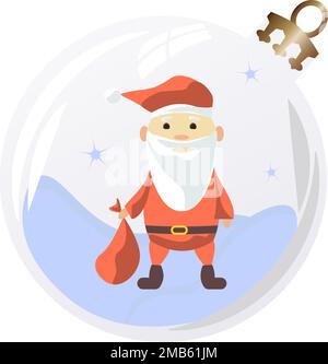 Neujahr und Weihnachten Komposition mit Weihnachtsmann und Geschenk Tasche in Kugel Stock Vektor