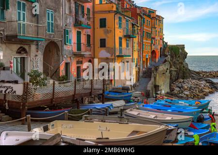 Riomaggiore Cinque Terre, Ligurien, Italien Stockfoto