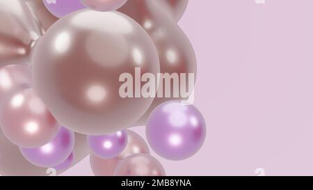 3D Rendern der Bewegungssimulation Bewegungsdesign Präsentation Hintergrund Hintergrund Hintergrund Metasphäre. Rosa-violette abstrakte Meta-Kugel-flüssige Verformung Stockfoto