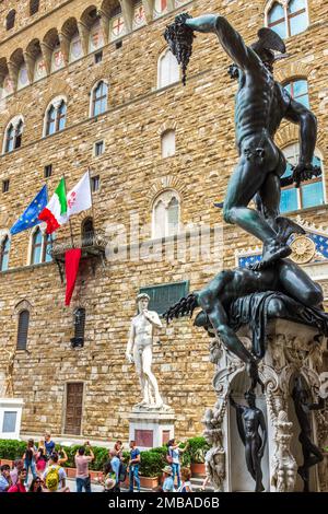 Palazzo Vecchio auf der Piazza della Signoria Florenz, Toskana, Italien Stockfoto