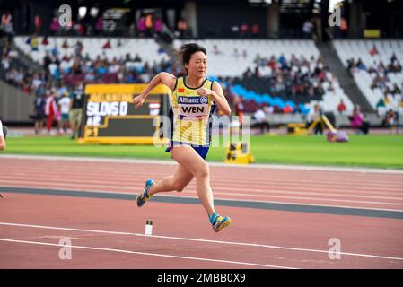 Xiaoyan Wen, Wen Xiaoyan, nimmt an der 2017 World para Athletics Championships Long Jump T37 im Olympiastadion in London Teil. Chinesischer Sportler Stockfoto