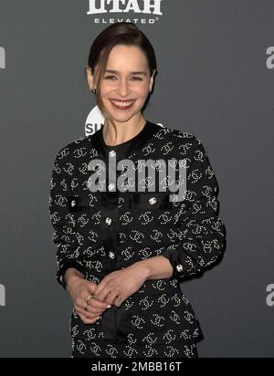 Emilia Clarke nimmt am 19. Januar 2023 im Eccles Theatre in Park City, Utah, an der Premiere des Sundance Film Festival „Pod Generation“ 2023 Teil. Foto: Casey Flanigan/imageSPACE/Mediapunch Stockfoto