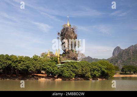 Kyauk Kalap ( Kyauk Ka Lat ) Pagodenlandschaft - Hpa-An , Myanmar Stockfoto