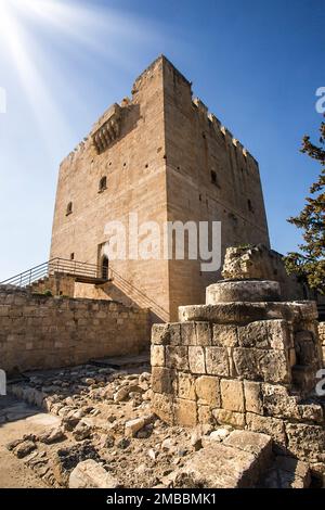 Die mittelalterliche Burg von Kolossi. Es liegt im Süden Zyperns, in Limassol. Stockfoto