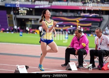 Xiaoyan Wen, Wen Xiaoyan, nimmt an der 2017 World para Athletics Championships Long Jump T37 im Olympiastadion in London Teil. Chinesischer Sportler Stockfoto