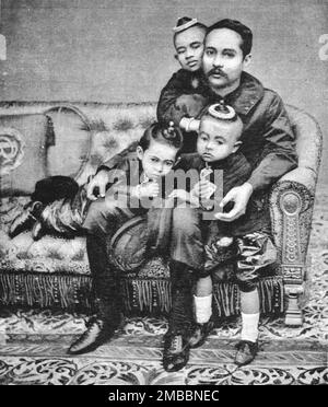 „Die königliche Familie von Siam, Siam und den Siamesen; der König von Siam und seine Kinder“, 1891. Aus „The Graphic. An Illustrated Weekly Newspaper“, Band 44. Juli bis Dezember 1891. Stockfoto