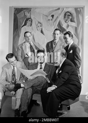 Porträt von Johnny Richards, Eddie Sauter, Ralph Burns, Neal Hefti, George Handy, Und Edwin A. Finckel, Museum of Modern Art, New York, N.Y., Ca. März 1947. Stockfoto