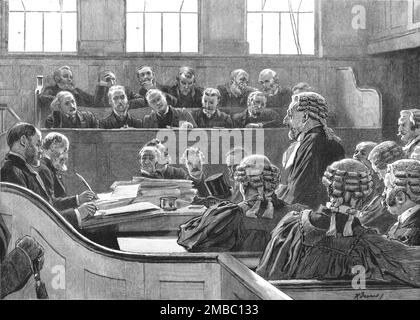 "Der Zentralgerichtshof - Neuer Gerichtshof, Old Bailey, 1891", 1891. Aus „The Graphic. An Illustrated Weekly Newspaper“, Band 44. Juli bis Dezember 1891. Stockfoto