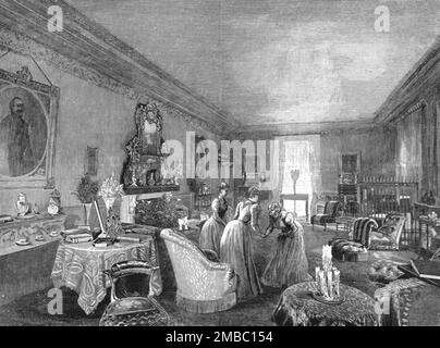 „Die Heimat von TRH Prince und Prinzessin Christian, The Drawing Room, Cumberland Lodge“, 1891. Aus „The Graphic. An Illustrated Weekly Newspaper“, Band 44. Juli bis Dezember 1891. Stockfoto