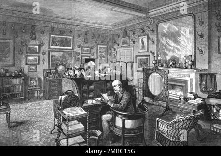 „Die Heimat von TRH Prince und Prinzessin Christian, The Study, Cumberland Lodge“, 1891. Aus „The Graphic. An Illustrated Weekly Newspaper“, Band 44. Juli bis Dezember 1891. Stockfoto