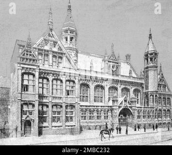 „The New Law Courts at Birmingham, eröffnet von TRH, dem Prinzen und der Prinzessin von Wales; The Exterior of the New Law Courts“, 1891. Aus „The Graphic. An Illustrated Weekly Newspaper“, Band 44. Juli bis Dezember 1891. Stockfoto