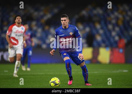 NEAPEL, ITALIEN - JANUAR 17: Luca Zanimacchia von US Cremonese in Aktion während der Coppa Italia-Runde zwischen SSC Napoli und US Cremonese im Stadio Di Stockfoto