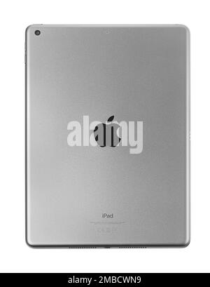 Chisinau, Moldawien - 11. Mai 2021: Brandneues Apple iPad Pro Silver isoliert auf weißem iPad, entwickelt von Apple inc Stockfoto