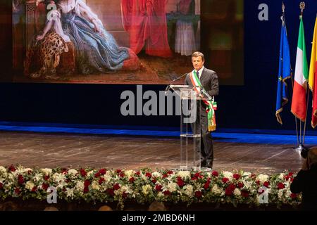 Teatro Donizetti, Bergamo, Italien, 20. Januar 2023, Giorgio Gori, Major von Bergamo während der italienischen Kulturhauptstadt Bergamo Brescia 2023 - Institutionelle Eröffnung - Nachrichtenkredit: Live Media Publishing Group/Alamy Live News Stockfoto