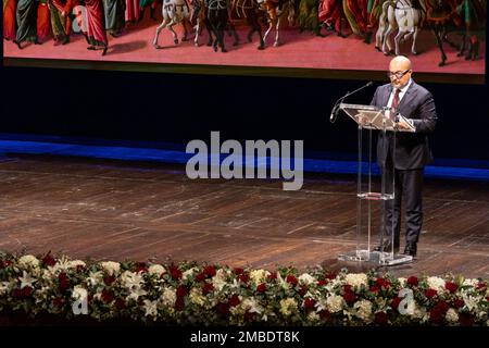 Teatro Donizetti, Bergamo, Italien, 20. Januar 2023, Gennaro Sangiuliano, Kulturminister während Bergamo Brescia, italienische Kulturhauptstadt 2023 - Institutionelle Eröffnung - Nachrichtenkredit: Live Media Publishing Group/Alamy Live News Stockfoto