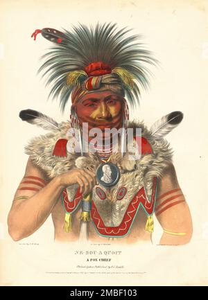 Ne-Sou-A Quoit, ein Fox Chief, 1837. Stockfoto