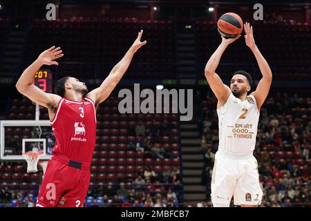 Mailand, Italien. 20. Januar 2023. Amine Noua (Asvel Lyon Villeurbanne) während EA7 Emporio Armani Milano vs Lyon-Villeurbanne, Basketball Euroleague Championship in Mailand, Italien, Januar 20 2023 Kredit: Independent Photo Agency/Alamy Live News Stockfoto