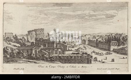 Veue du Campo Vacine et Colis&#xe9;e a Rome , 1640-1660. Stockfoto