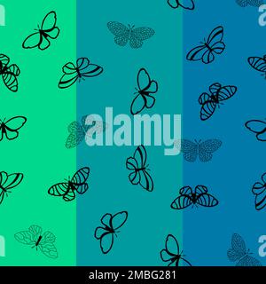 Sommer Schmetterling Nahtloses Tierlinienmuster zum Einpacken von Papier und Kinderbekleidung Druck und Stoffe und Bettwäsche sowie festliche Verpackung. Hoch Stockfoto