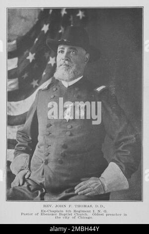 Rev. John F. Thomas, D.D.; ehemaliger Kaplan des 8. Regiments I. N. G.; Pastor der Ebenezer Baptist Church; ältester Prediger in Chicago, 1907. Stockfoto