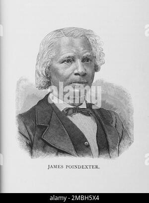 James Poindexter, 1887. James Preston Poindexter, schwarz, weiß und indianisch, war ein Abolitionist, Bürgerrechtler, Politiker und Baptistenminister. Er war an der Underground Railroad beteiligt, predigte gegen die Sklaverei und für afroamerikanische Rechte. Aus "Men of Mark: Eminent, Progressive and Rising" von William J. Simmons. Stockfoto