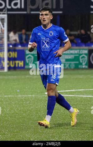 Stangmore Park, Dungannon, County Tyrone, Nordirland, Großbritannien. 02. September 2022. Danske Bank Premiership – Dungannon Swifts / Coleraine. Dungannon Swifts-Spieler Brendan Barr (16) in Aktion während des Spiels der Danske Bank Irish League. Stockfoto