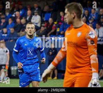 Stangmore Park, Dungannon, County Tyrone, Nordirland, Großbritannien. 02. September 2022. Danske Bank Premiership – Dungannon Swifts / Coleraine. Dungannon Swifts-Spieler Michael O'Connor (10) in Aktion während des Spiels der Danske Bank Irish League. Stockfoto