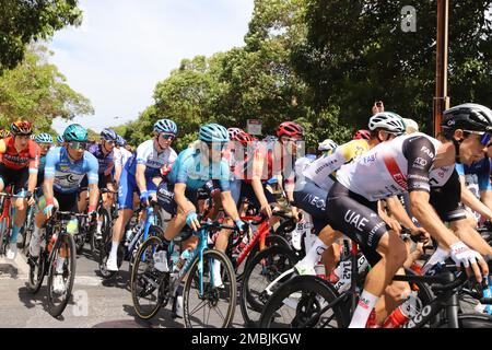 Teilnehmer an Stage 3 der 2023 Tour Down Under in Adelaide, Australien Stockfoto