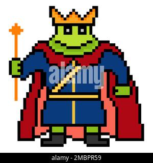 Pixel Art Frosch King Figur Stockfoto