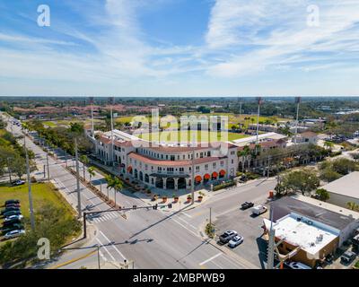 Sarasota, FL, USA - 18. Januar 2023: Luftfoto Ed Smith Stadium Stockfoto