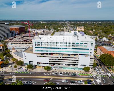 Sarasota, FL, USA - 18. Januar 2023: Aerial Photo Courthouse Centre Sarasota Florida Stockfoto