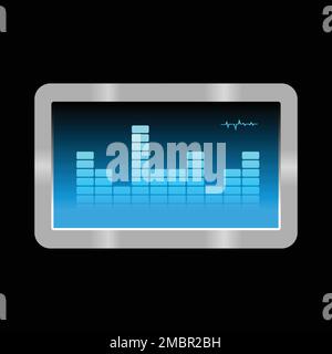Flache Darstellung des Equalizer-Vektorsymbols auf dem Monitor, isoliert auf weißem Hintergrund Stock Vektor