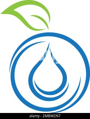 Wassertropfen und Blätter, Wellness- und Spa-Logo, Hintergrund Stock Vektor