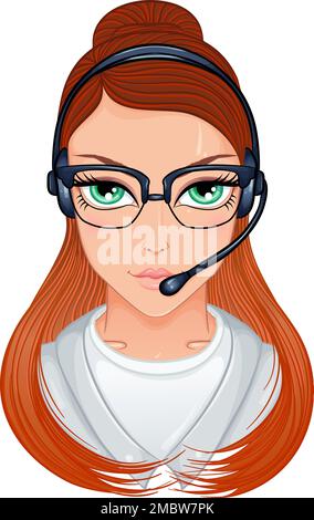 Porträt von Call-Center-Betreiber Stock Vektor