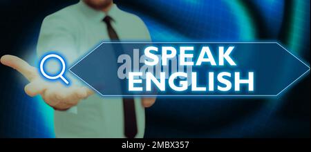 Konzeptionelle Darstellung sprechen Englisch. Business Idea Lernen Sie eine andere Fremdsprache Online-Verbal-Kurse Stockfoto