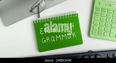 Konzeptionelle Anzeige englische Grammatik. Die Kurse zum Geschäftsansatz decken alle Ebenen der englischen Sprache und des Schreibens ab Stockfoto