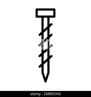 Liniensymbol der selbstschneidenden Schraube isoliert auf weißem Hintergrund. Schwarzer, flacher Klassiker mit modernem Umriss. Lineares Symbol und bearbeitbare Kontur. Einfache und Stock Vektor