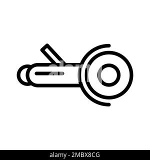 Symbollinie der elektrischen Säge isoliert auf weißem Hintergrund. Schwarzer, flacher Klassiker mit modernem Umriss. Lineares Symbol und bearbeitbare Kontur. Einfach und Pixel Stock Vektor