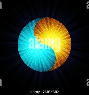 Yin Und Yang Halftone Mit Lichtstrahl Stock Vektor